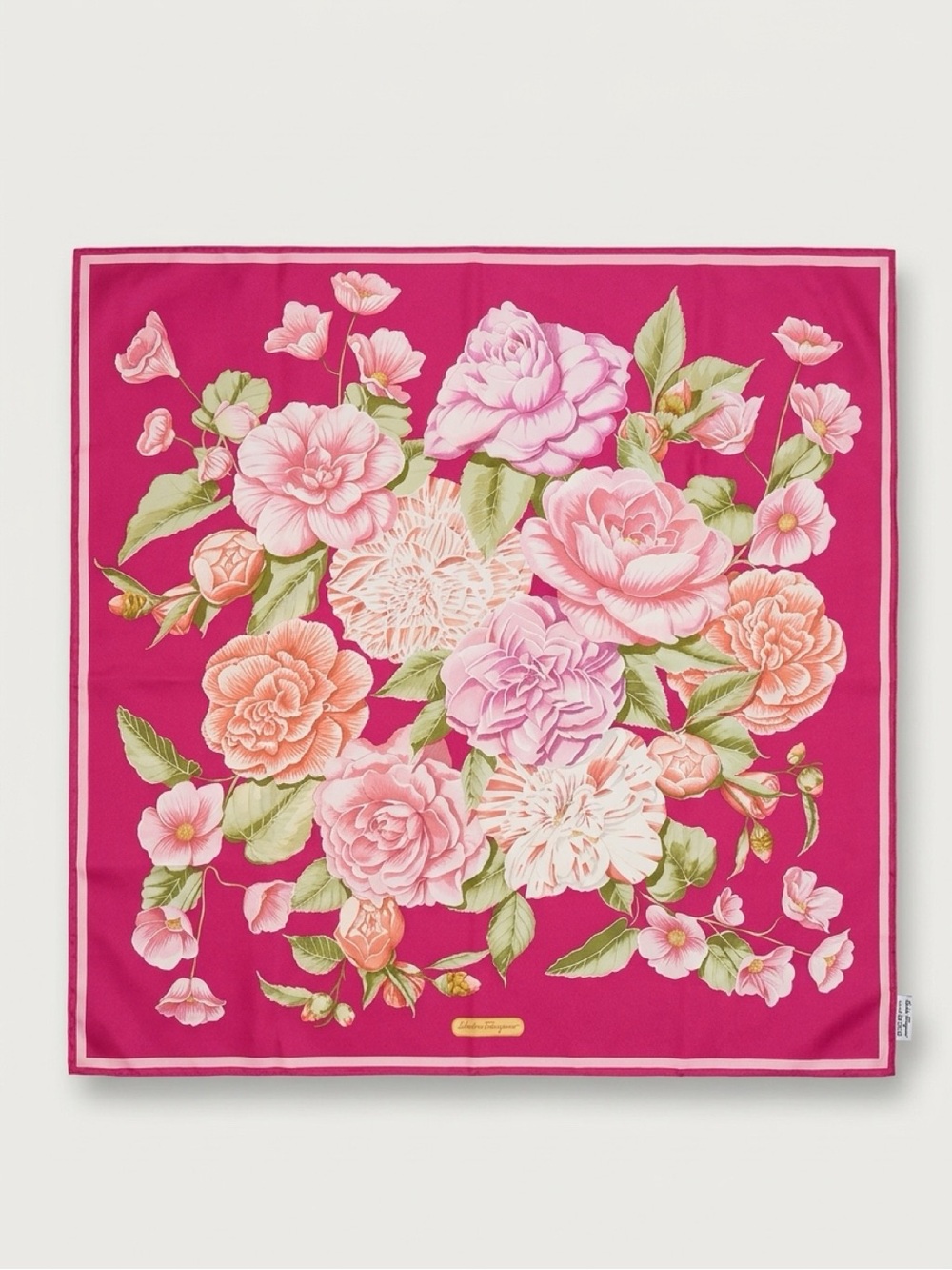 Salvatore Ferragamo Pink Floral Silk Scarf